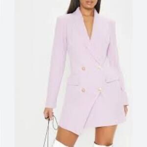 Pretty Little Thing Blazer Dress Gold Button Purple Size 2
